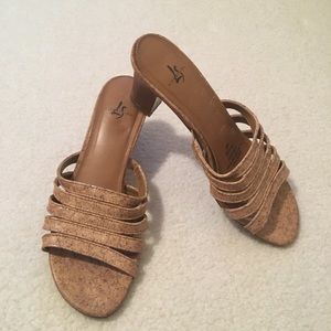 Beige, cork color strappy sandals size 6M